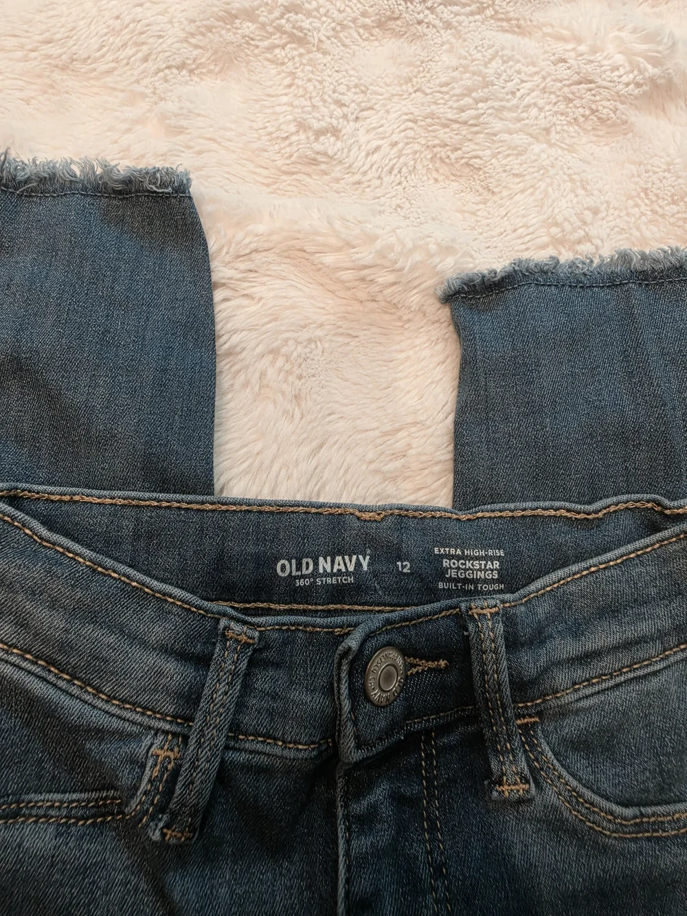 Old Navy Blue Ripped Wide-Leg Jeans Girls Size 12